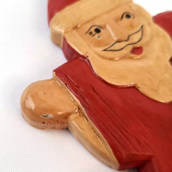 Artisan Hand Crafted Santa Claus Christmas Ornaments Wooden Painted Set Folk Art - Picture 5 of 6